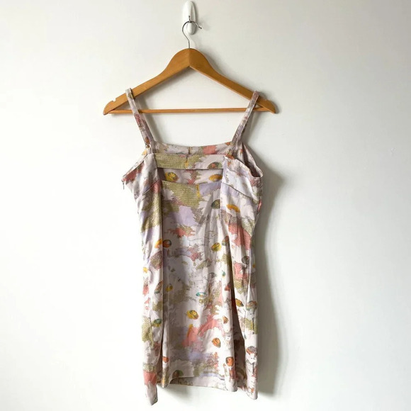 Urban Outfitters Floral Satin Slip Mini Dress Cutout Back Size  Large - Picture 3 of 5